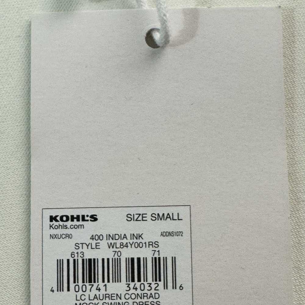 LC Lauren Conrad Mock Neck Swing Dress S Grey Ribbed Flare Cuff Mini NWT - Picture 6 of 9